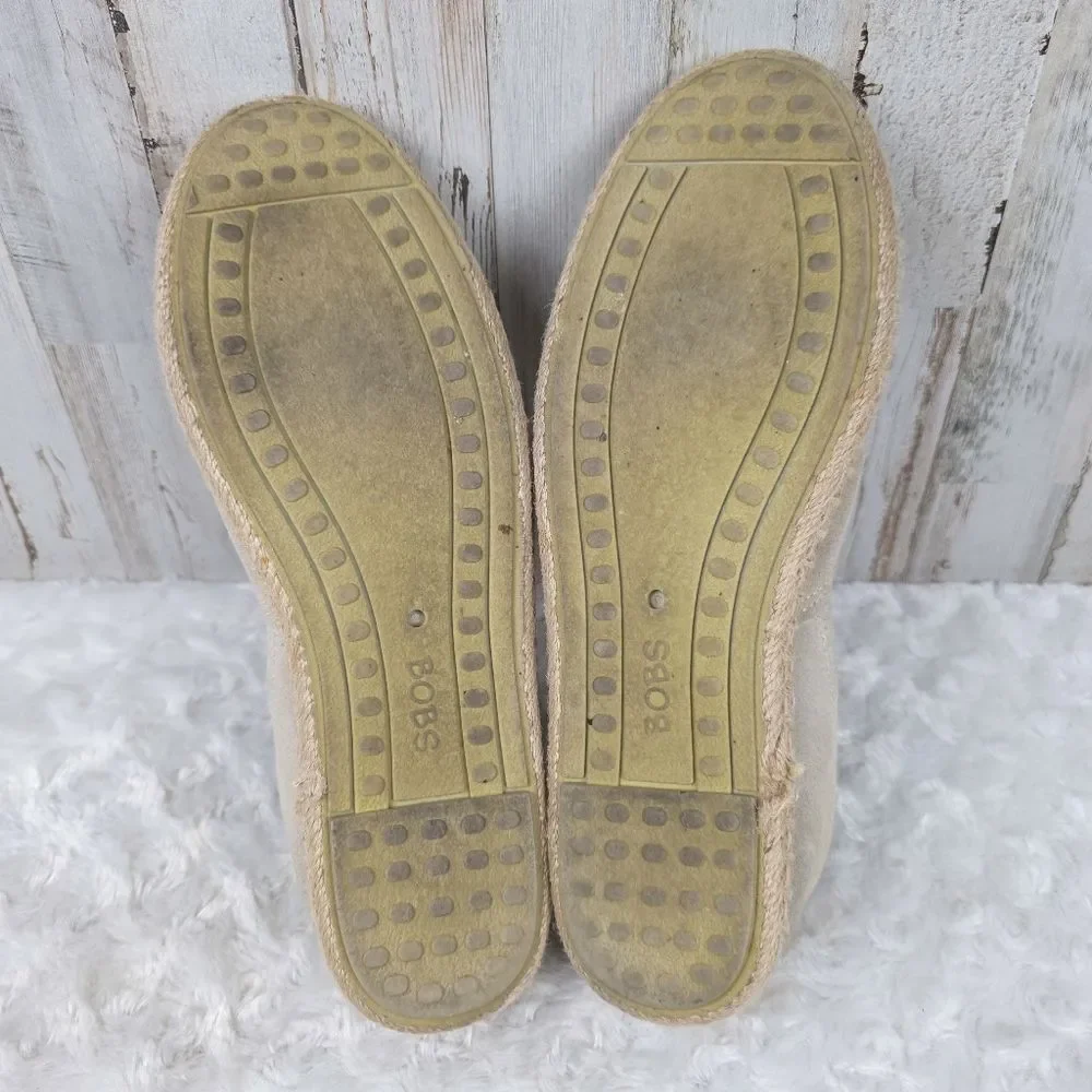 Skechers BOBS Day 2 Nite Suede Espadrille Slip-on Flats Tan Size 10